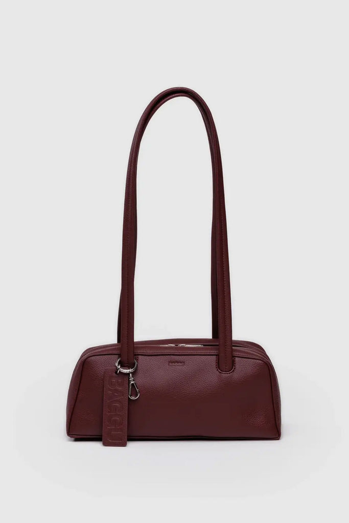 Small Recycled Leather Bowler Bag (Mahogany) by Baggu