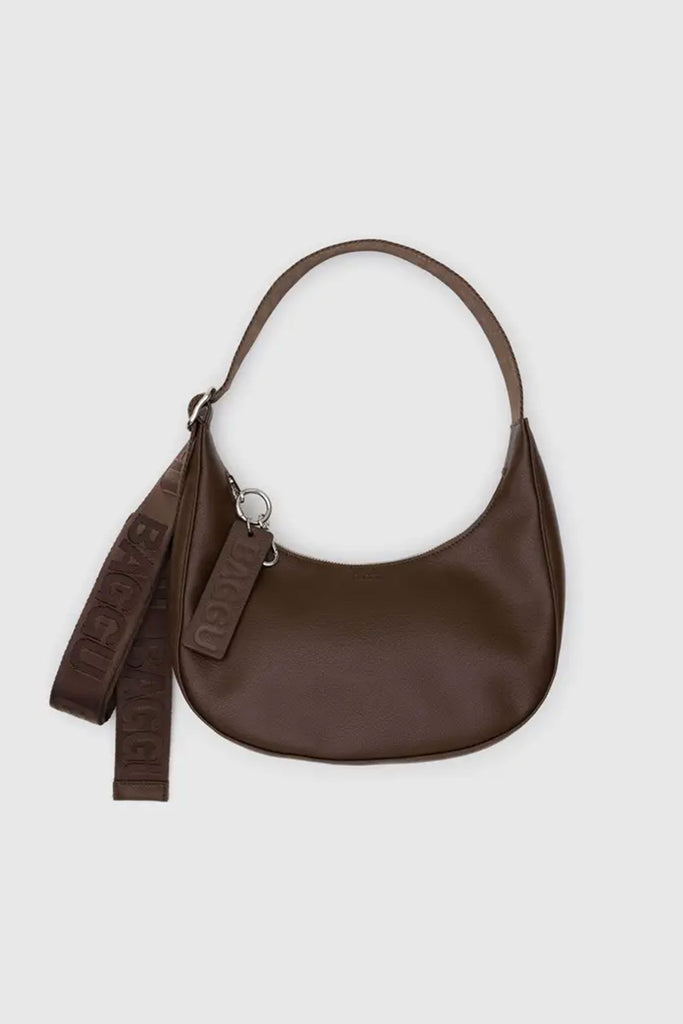 Small Recycled Leather Crescent Bag (Brown) by Baggu