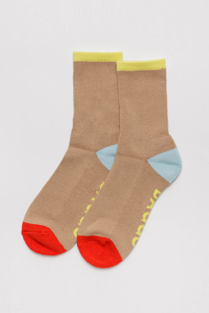 Ribbed Socks (Beige Mix) by Baggu