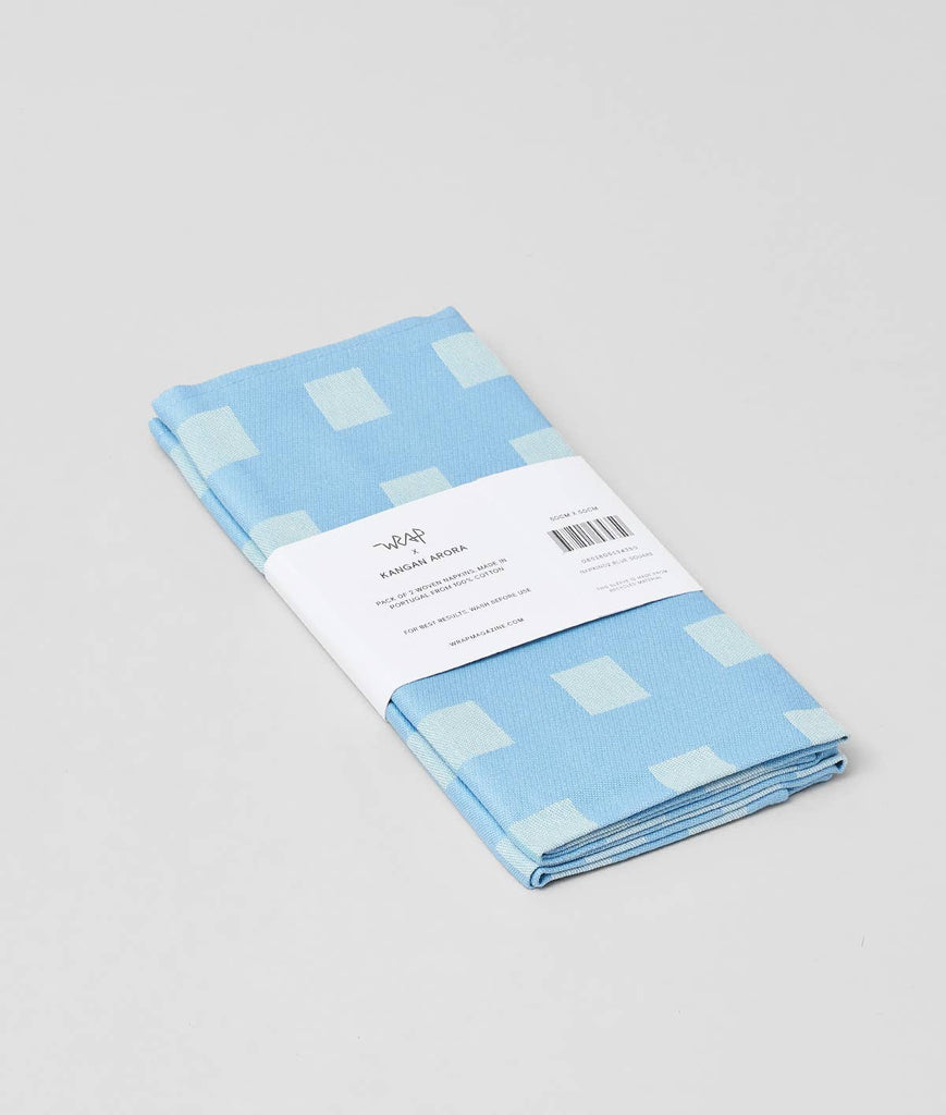 Squares Napkin Set (Blue/Soft Aqua) by Wrap