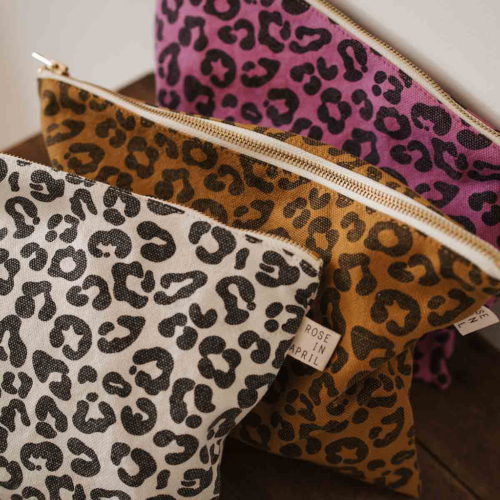 Leopard Flat Pouch (Graou Caramel) by Rose in April