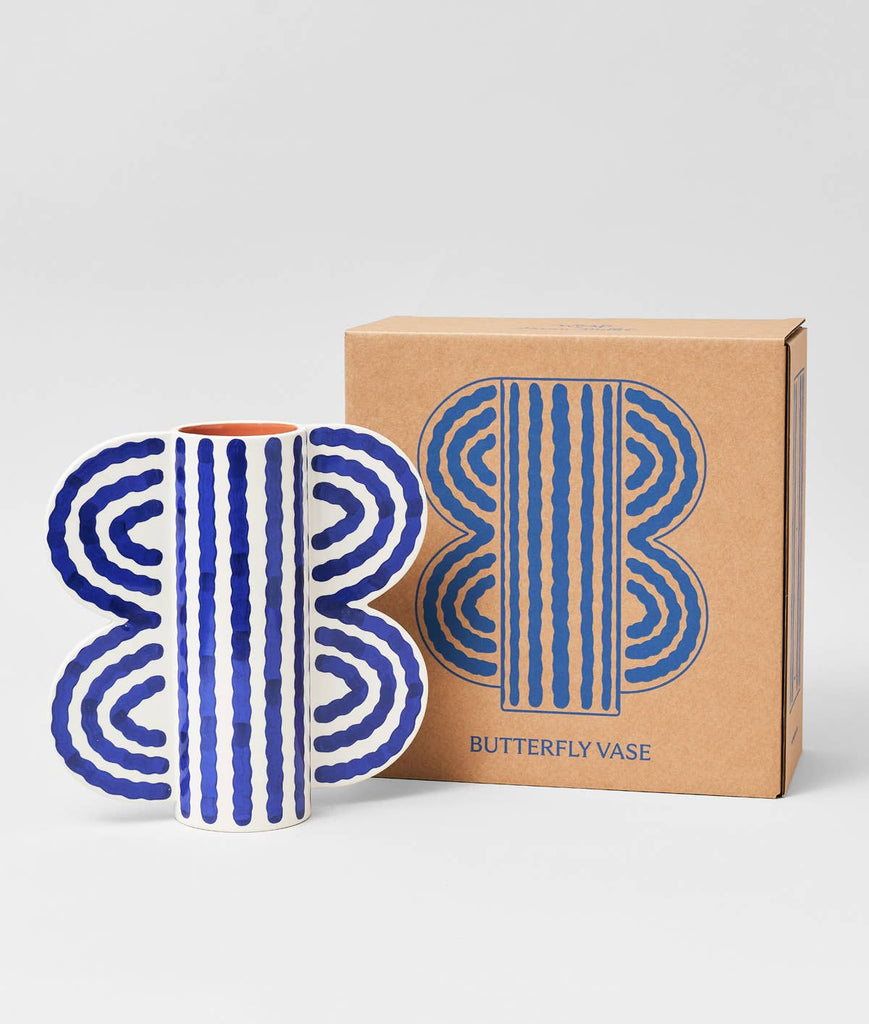 Large Butterfly Vase (Blue) by Wrap