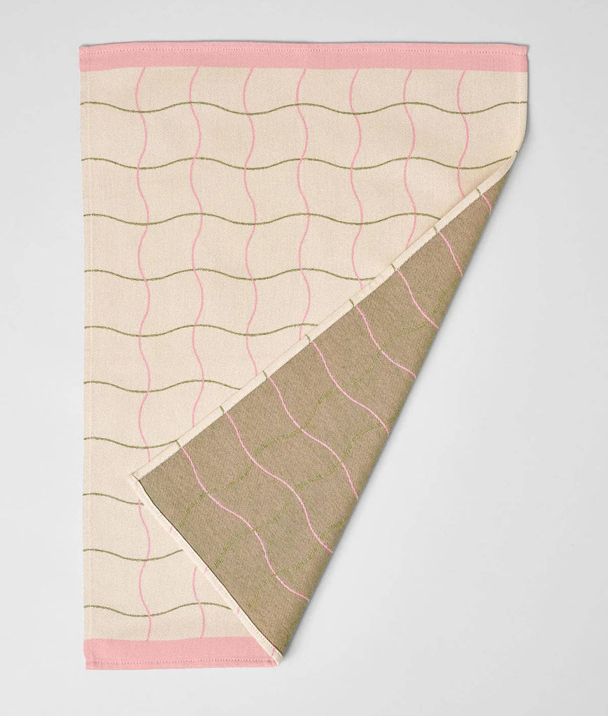 Wave Grid Woven Cotton Tea Towel (Natural) by Wrap