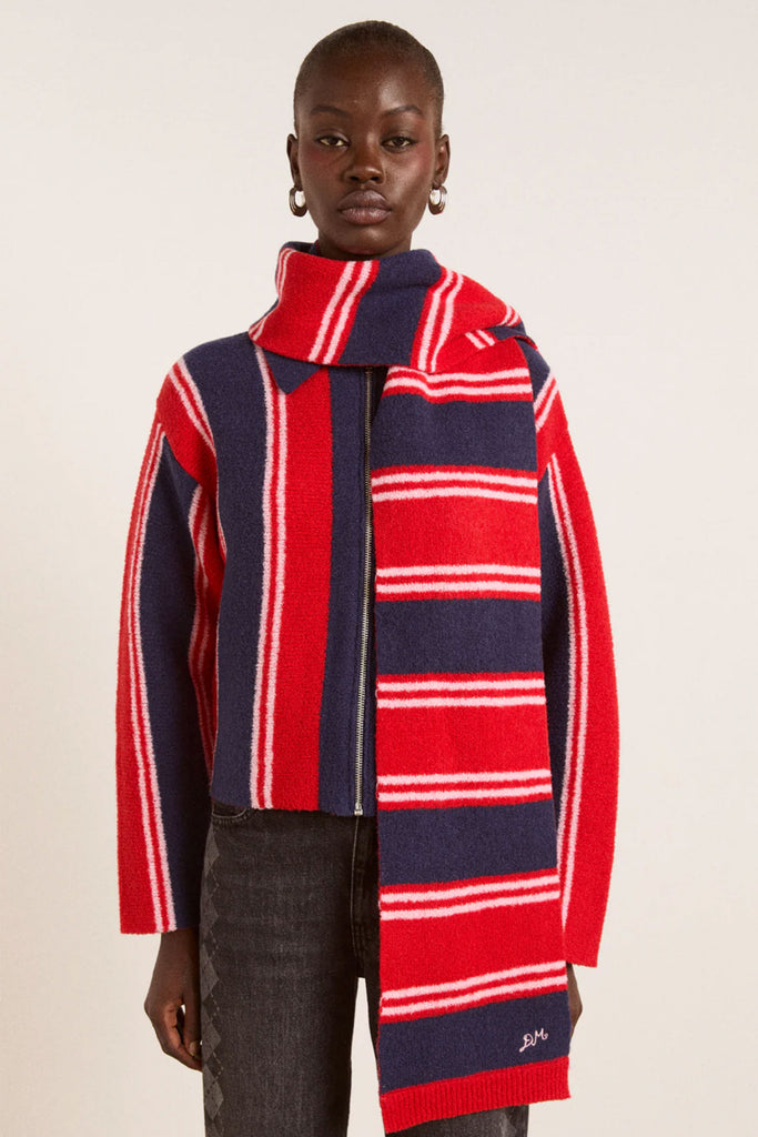 Bibi Scarf (Red/Navy Stripe) by Damson Madder