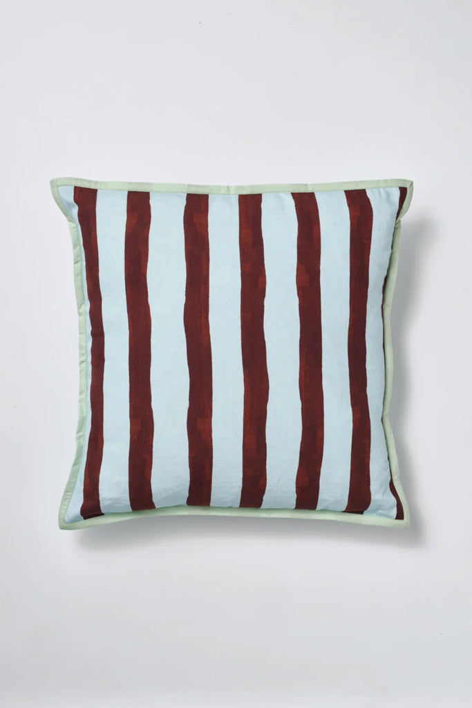Square Cushion (Wide Stripe) by Damson Madder