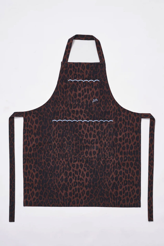 Scallop Apron (Dark Leopard) by Damson Madder