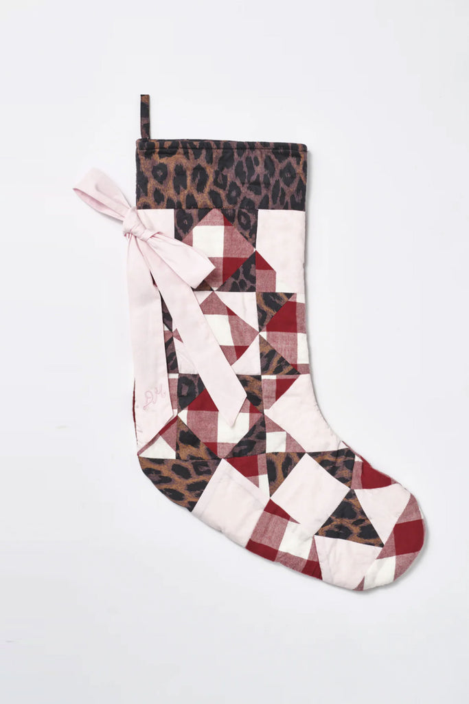 Xmas Stocking (Leopard Patchwork) by Damson Madder