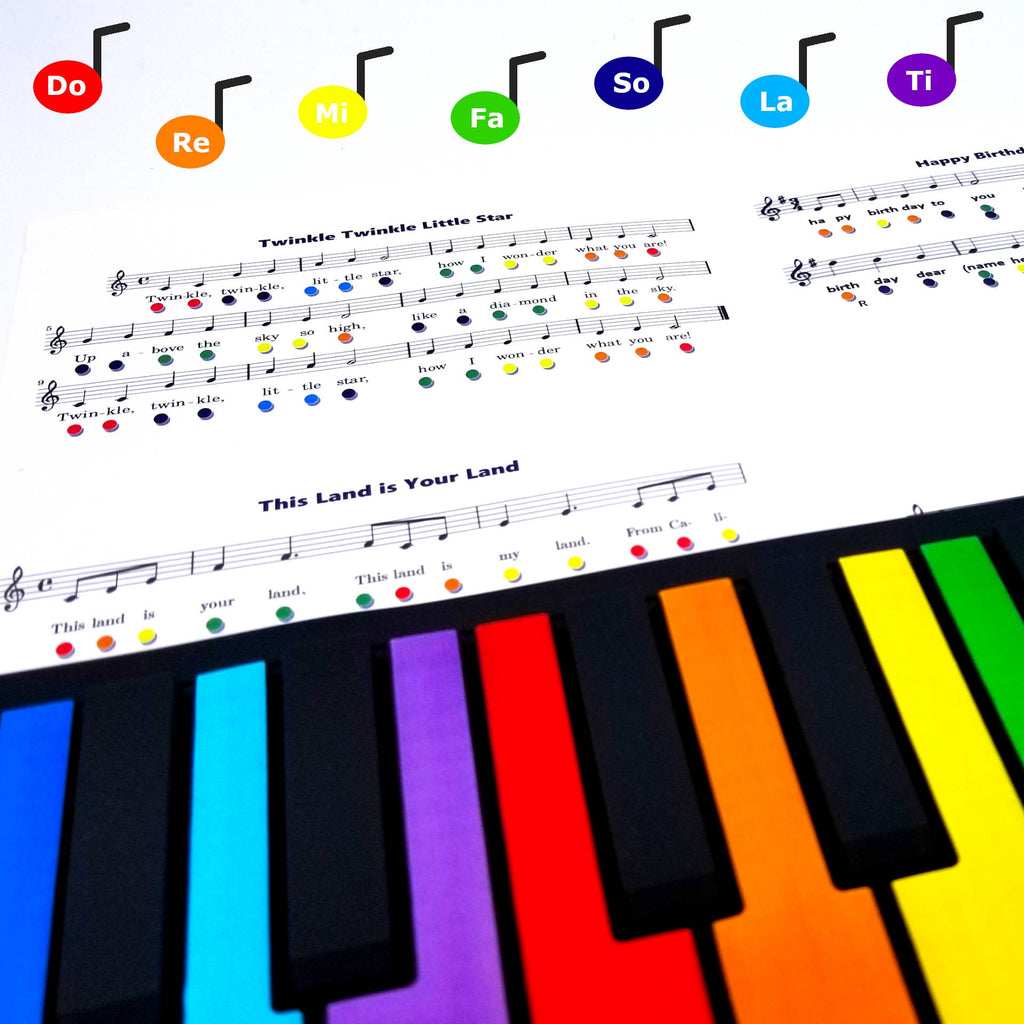 Rainbow Piano - 49 Color Coded Keys + Play-By-Color Songbook by MukikiM Toys & Games