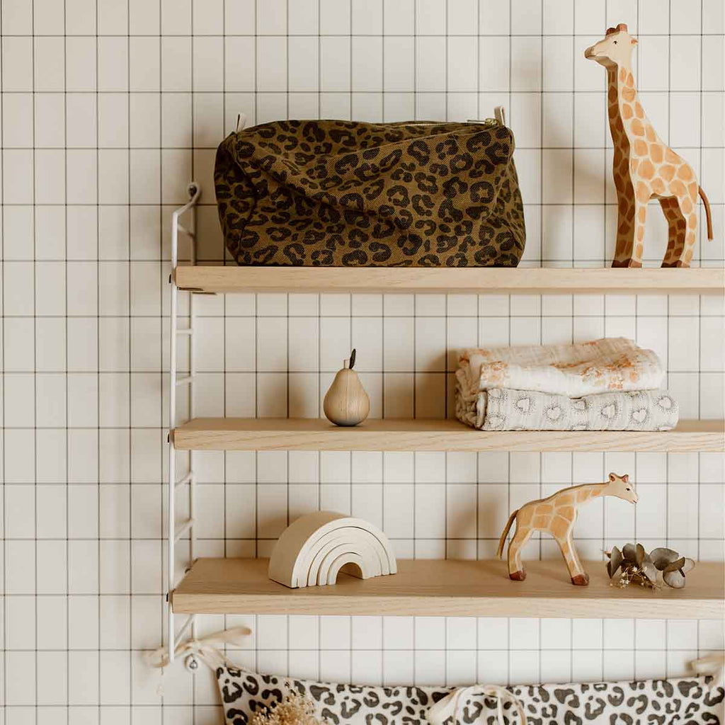 Leopard Toiletries Bag (Graou Olive) by Rose in April