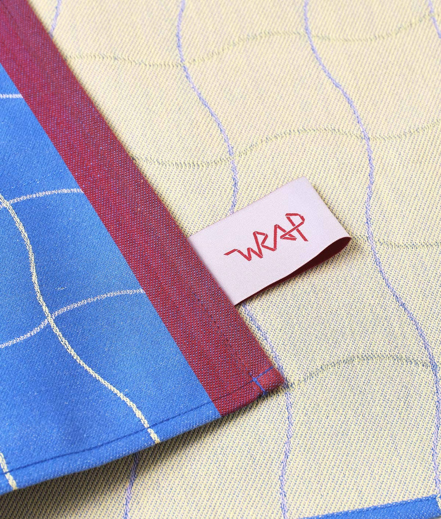 Wave Grid Woven Cotton Tea Towel (Blue) by Wrap