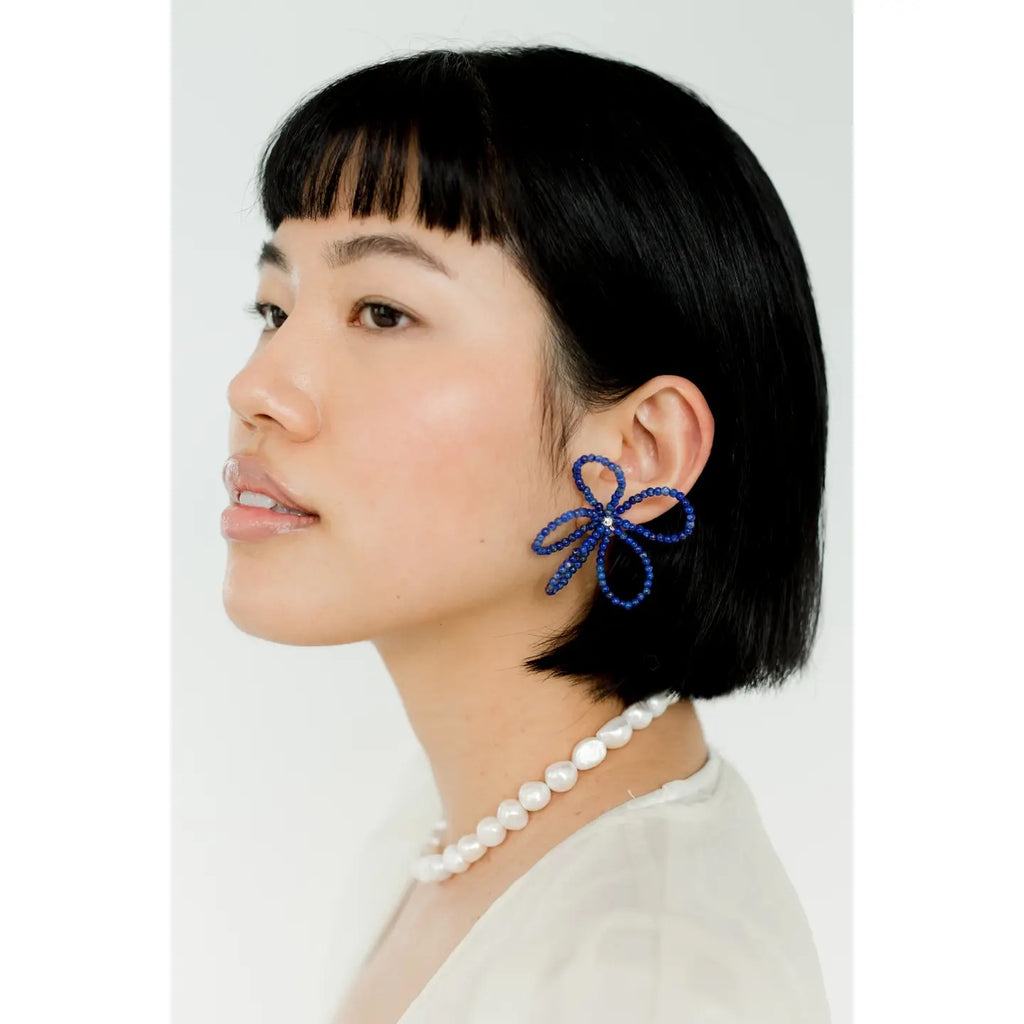 Large Bloom Earrings (Lapis) by Kara Yoo