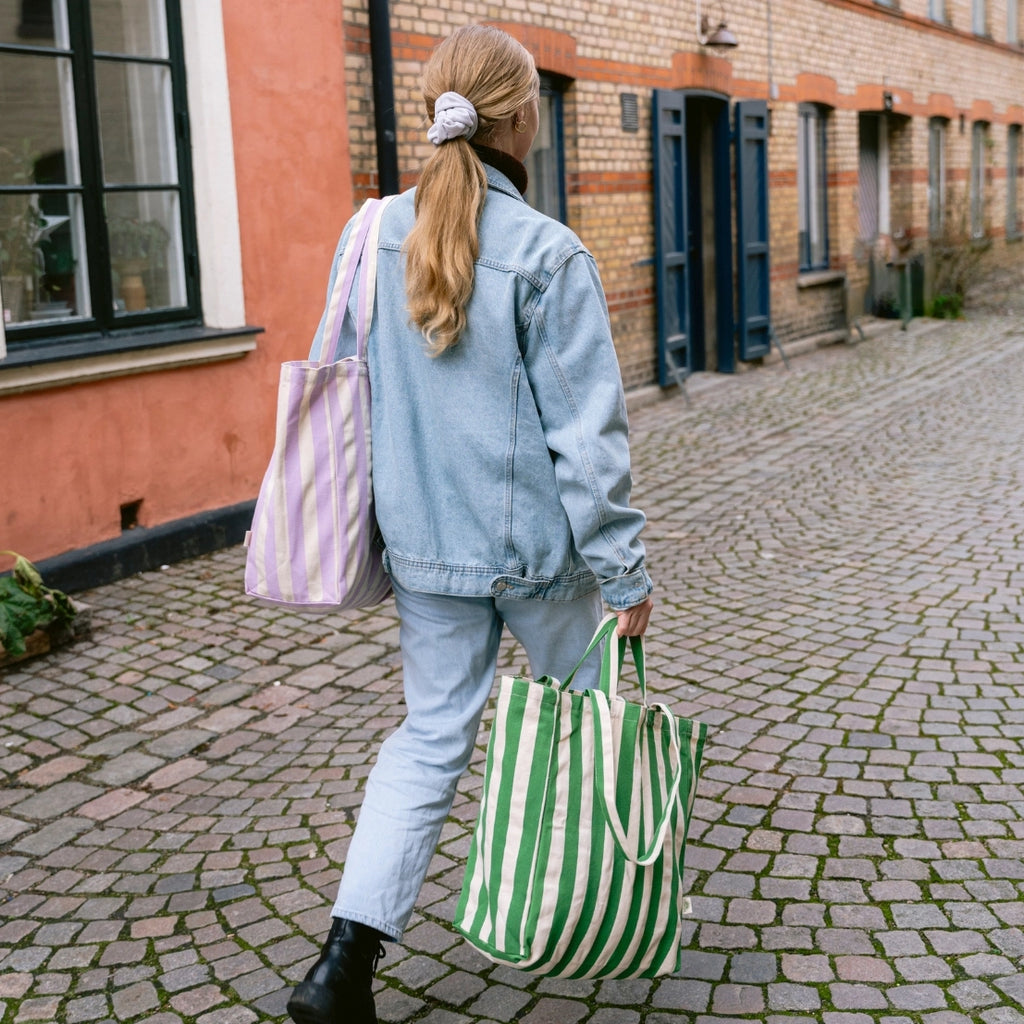 Striped Canvas Tote (Green) by Omom