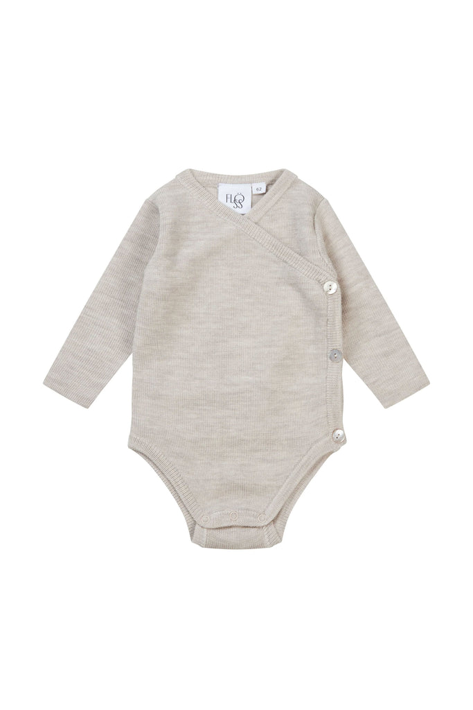 Kaya Wool Bodysuit (Oat Melange) by Flöss