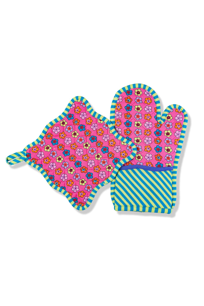Pot Holder & Oven Mitt (Pink) by Furbish Studio