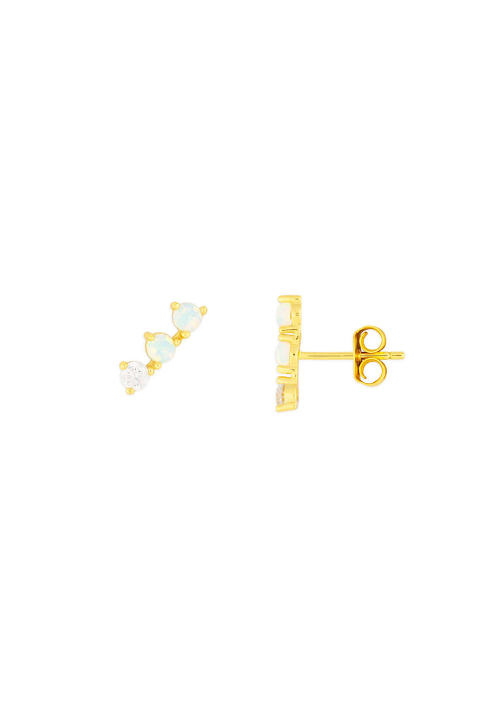 Opal Climber Studs (Gold) by The Yo Store