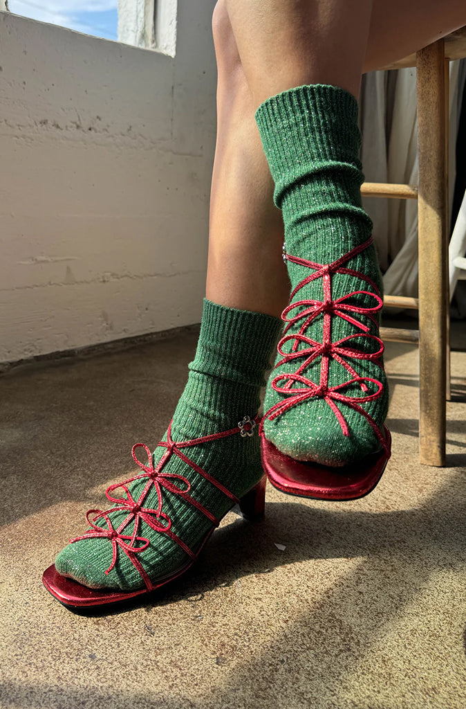Winter Sparkle Socks (Evergreen) by Le Bon Shoppe