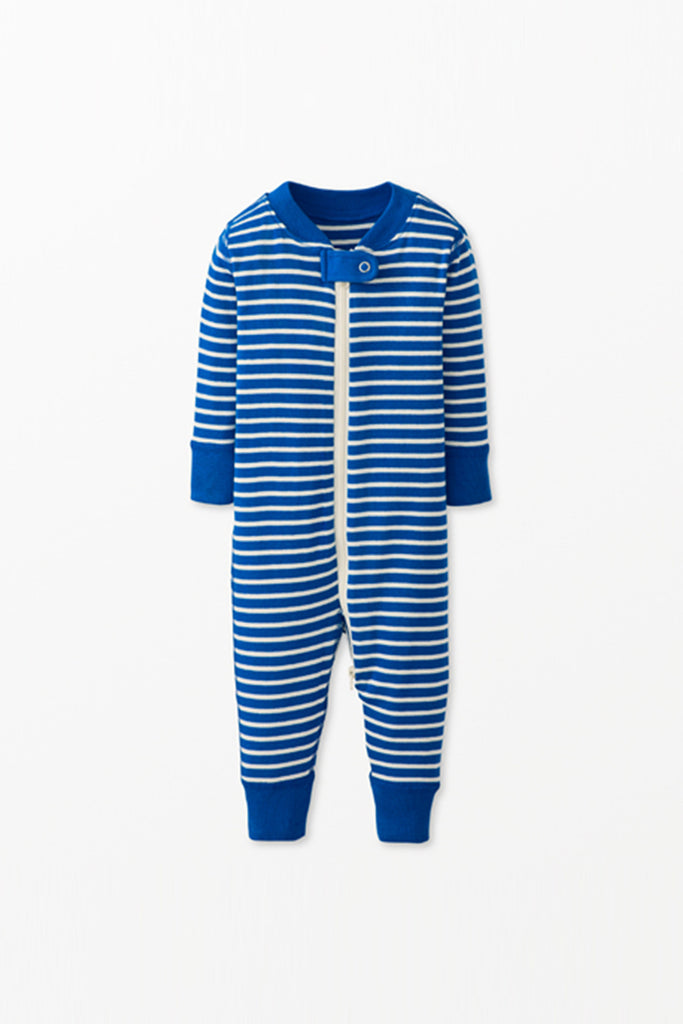 2-Way Striped Zip Sleeper (Baltic Blue) by Hanna Andersson