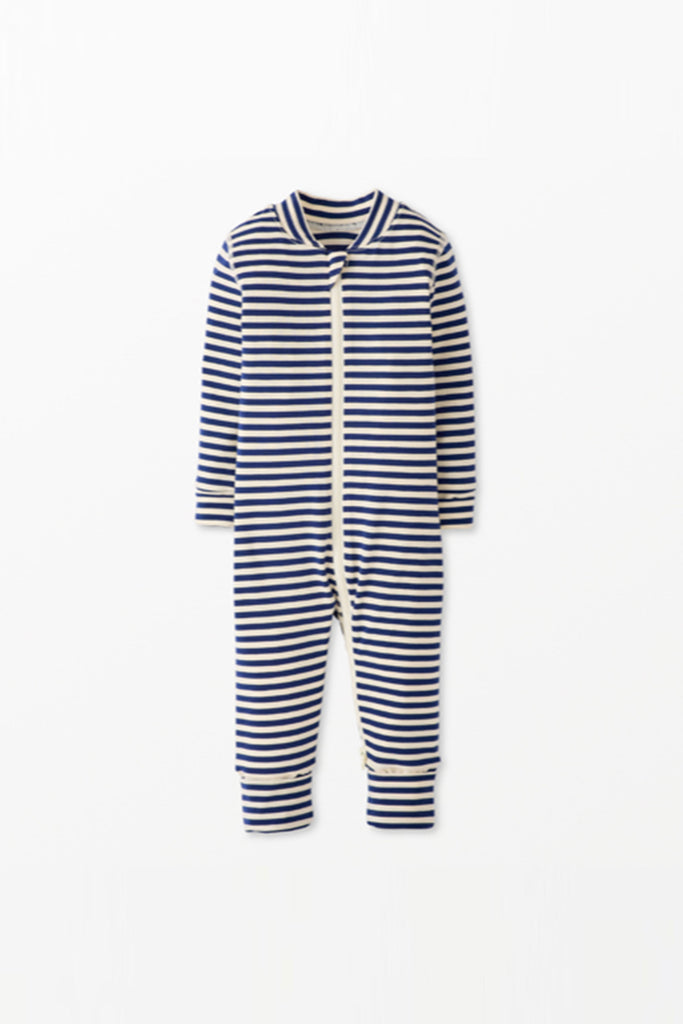 Baby Striped Zip Sleeper (Navy) by Hanna Andersson