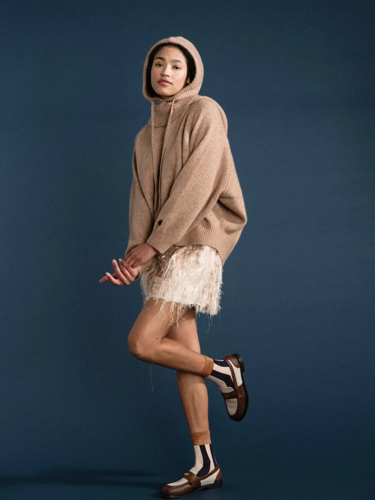 Cashmere Hoodie Balaclava (Fawn) by Hansel from Basel