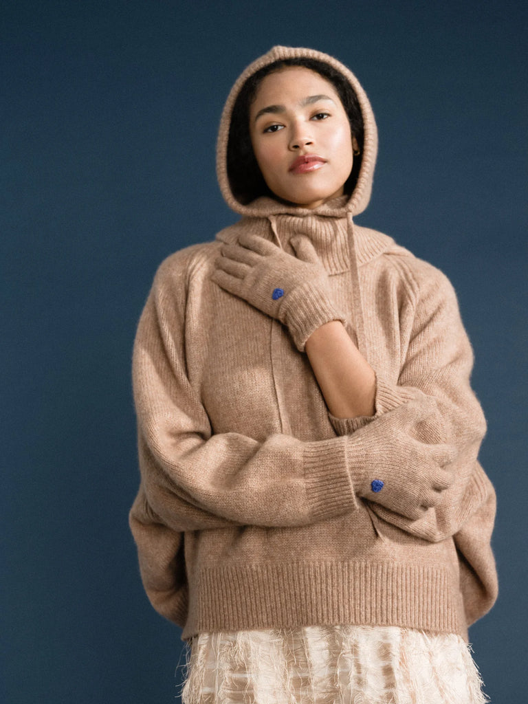 Cashmere Hoodie Balaclava (Fawn) by Hansel from Basel