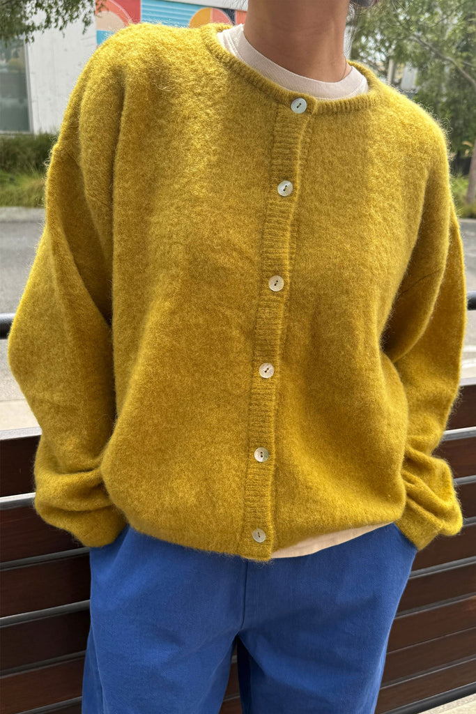 Leila Mohair Cardigan (Bistro Yellow) by Le Bon Shoppe