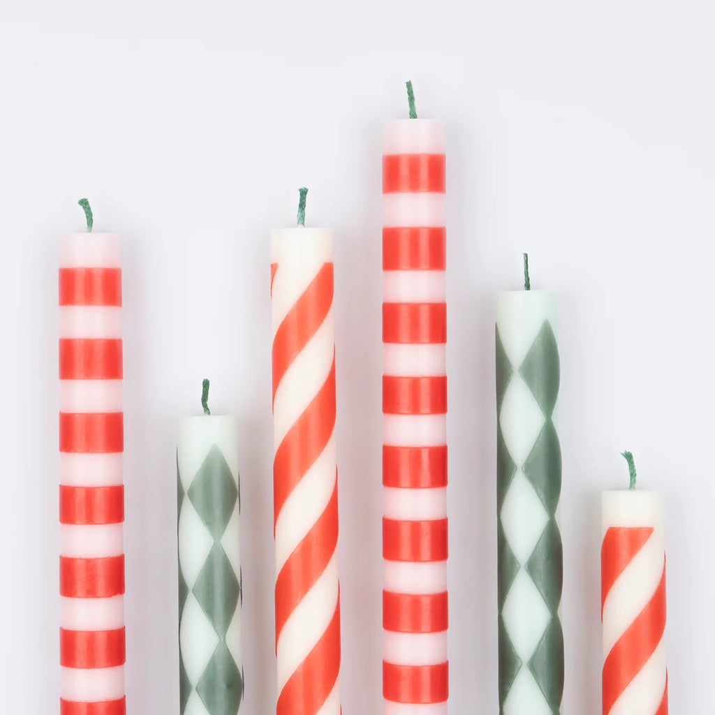Festive Stripe Table Candles by Meri Meri