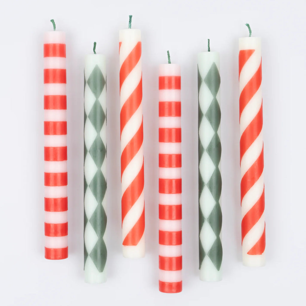 Festive Stripe Table Candles by Meri Meri