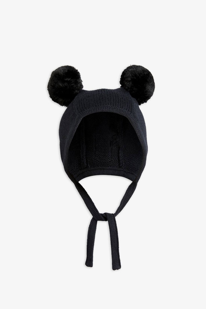 Fine Knit Baby Hat (Black) by Mini Rodini