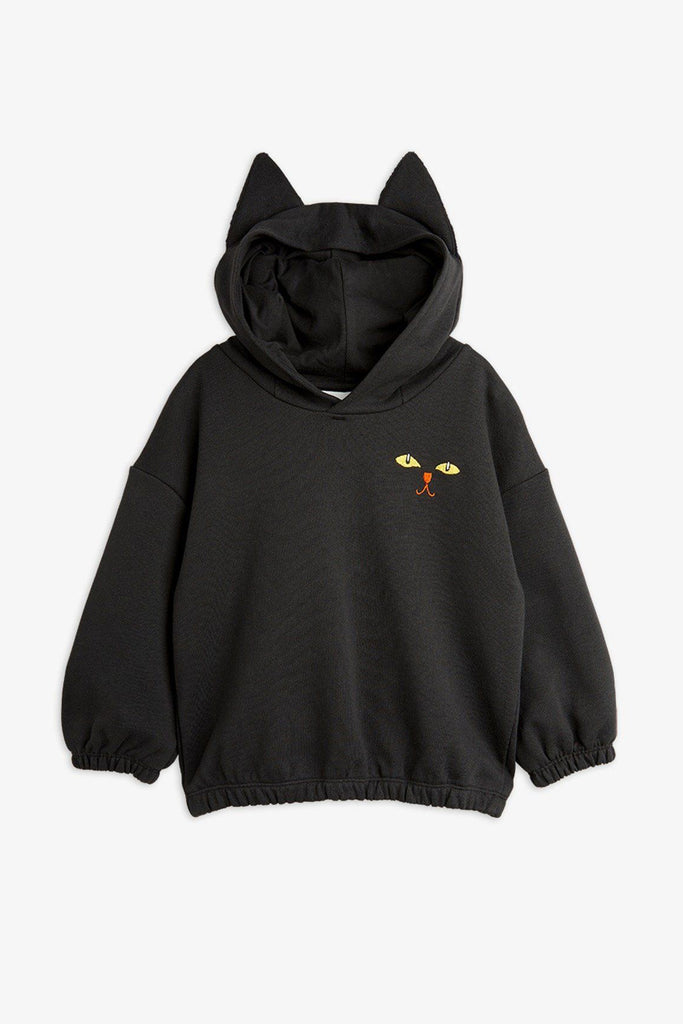 Cat Ears Hoodie (Black) by Mini Rodini