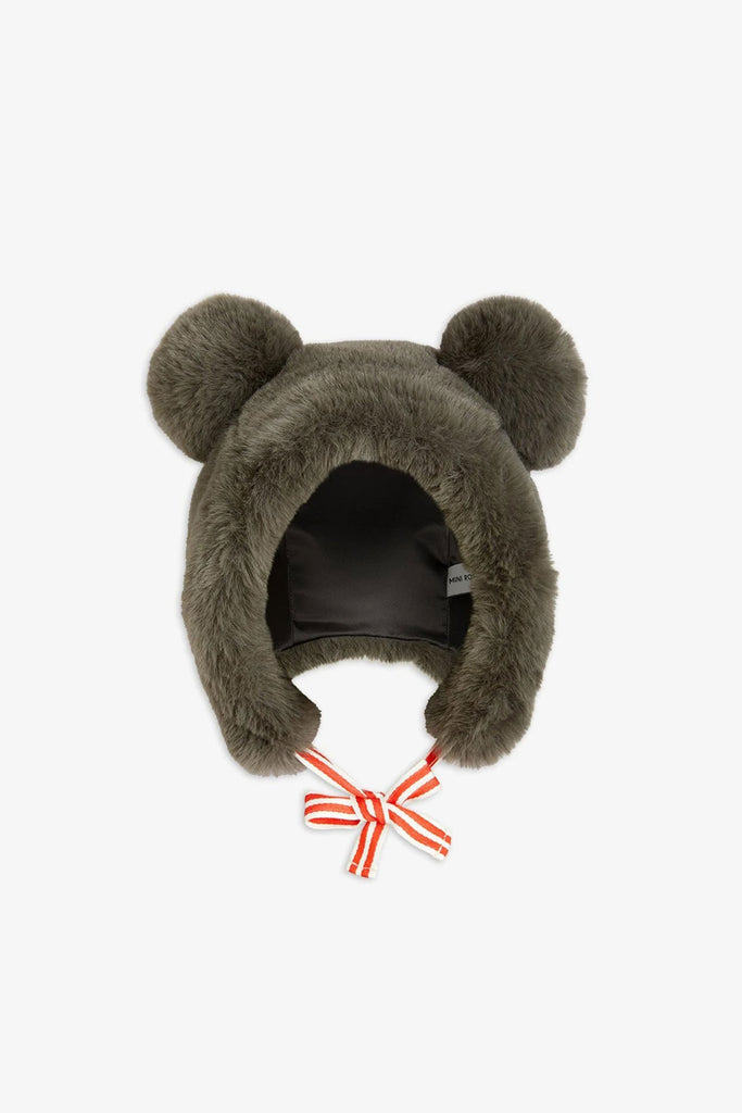 Faux Fur Ear Hat (Grey) by Mini Rodini