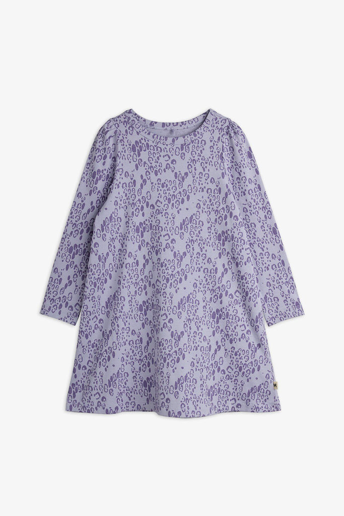 Mini Leopard Long Sleeve Dress (Purple) by Mini Rodini