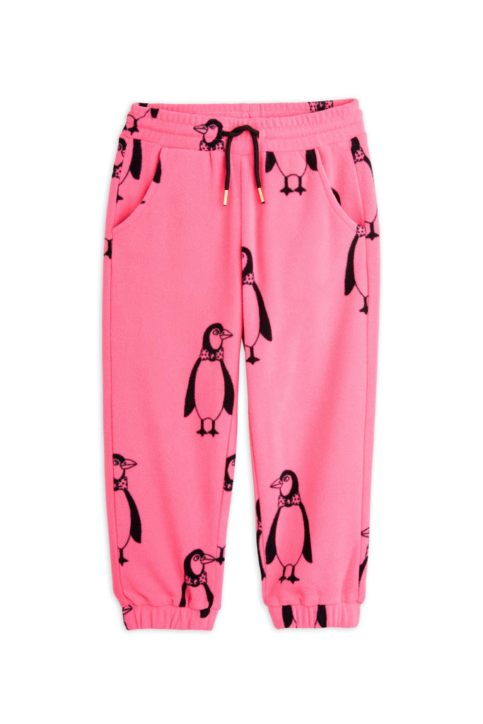 Penguin Fleece Joggers (Pink) by Mini Rodini