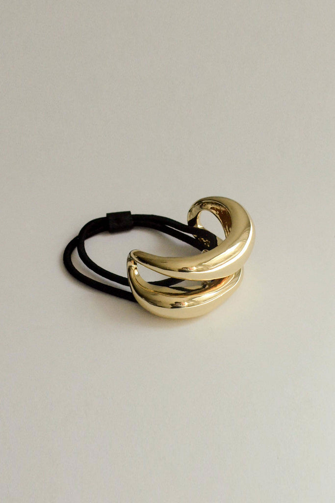 Wide Sculptured Metal Hair Tie (Gold) by nar'sha