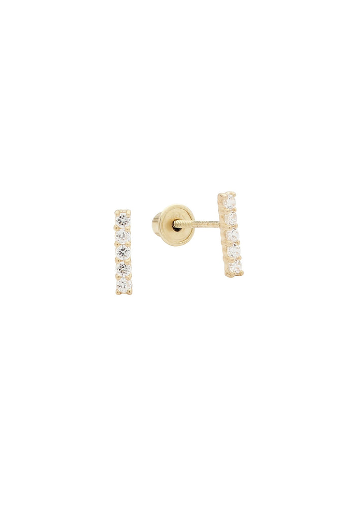 Solid Gold CZ Bar Stud (Various) by Ofina Jewelry