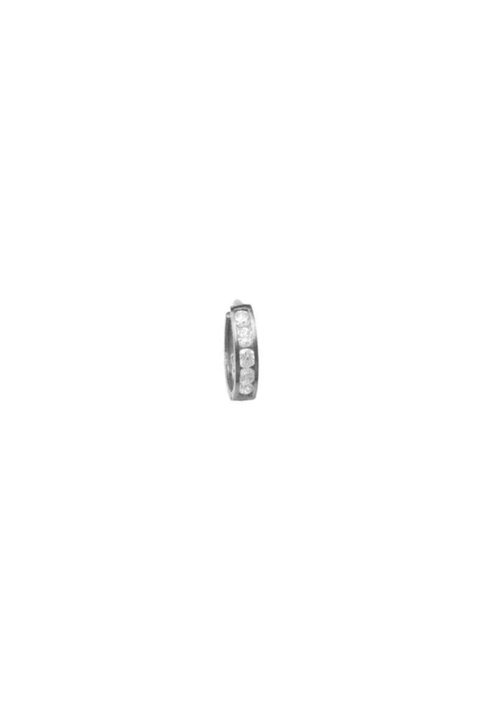 Silver CZ Channel Huggie (Single) by Ofina Jewelry