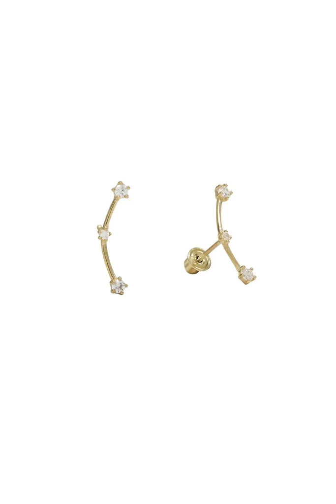 CZ Three Star Constellation Studs (Solid Gold) by Ofina Jewelry