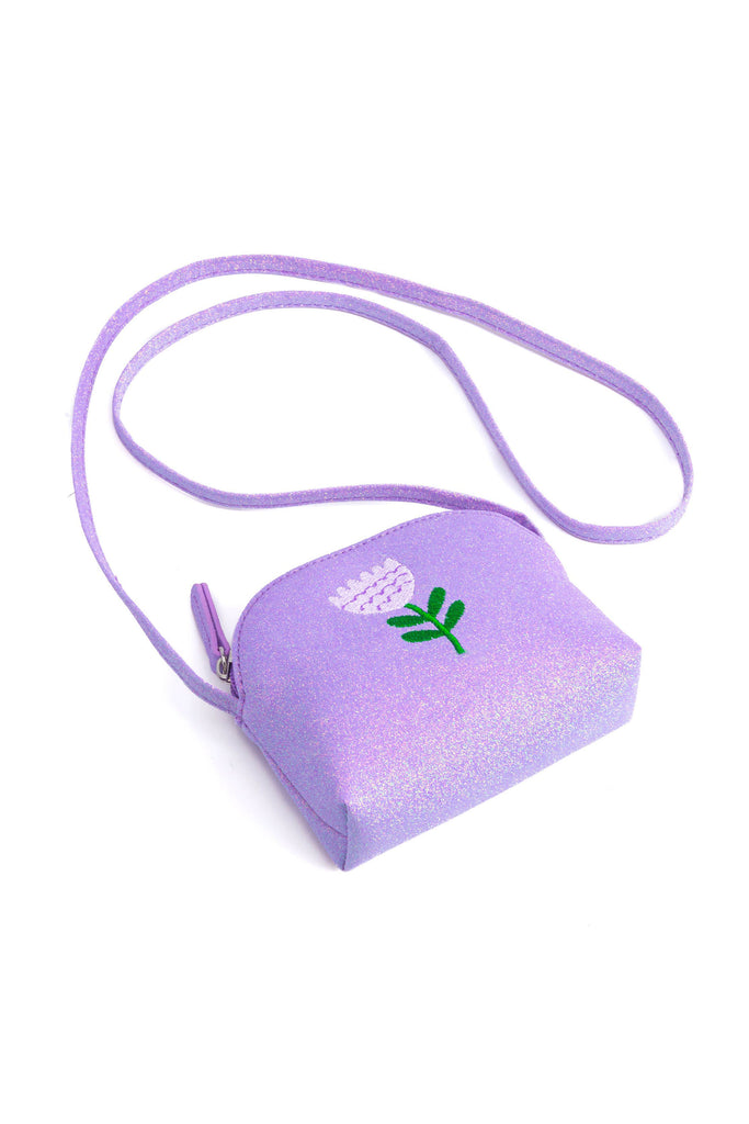 Sparkly Purse with Flower Embroidery (Purple) by Peppercorn Kids