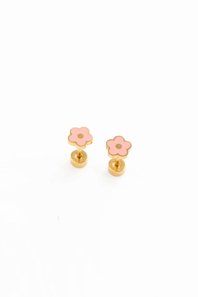 Petite Flower Studs (Pink) by Pip Pop Post