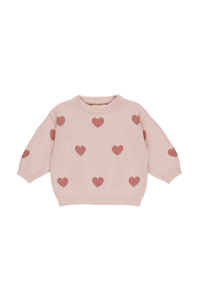 Heart Knit Sweater (Bubblegum) by Quincy Mae