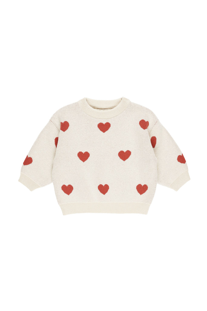 Heart Knit Sweater (Natural) by Quincy Mae