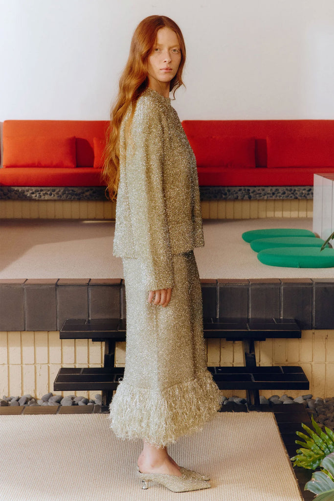 Brink Tinsel Knit Skirt (Satellite Silver) by Simon Miller