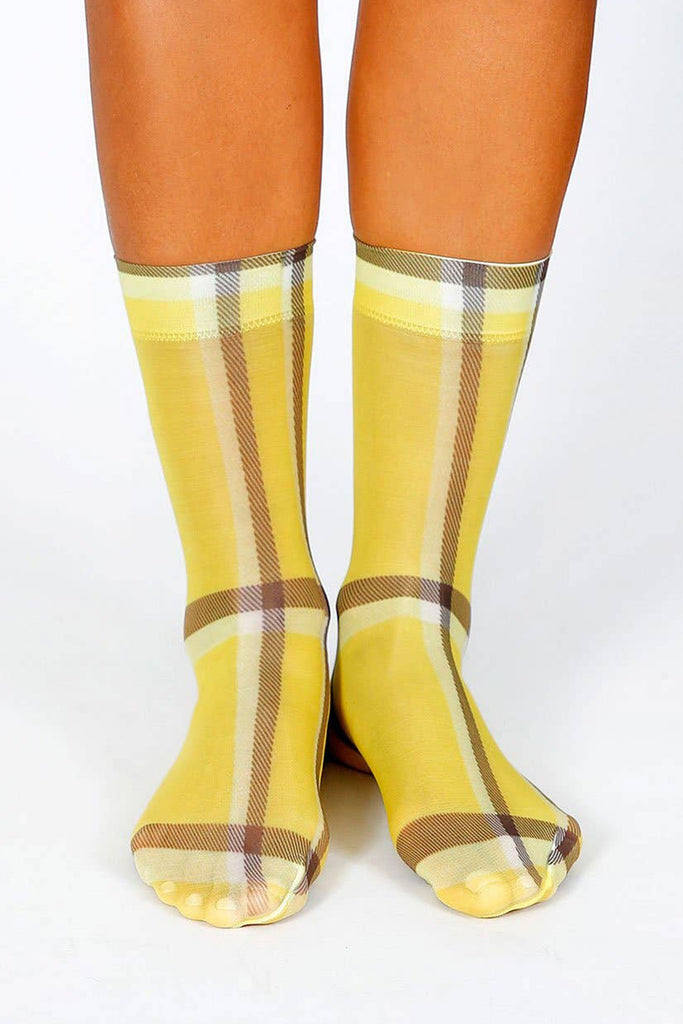 Cher Nylon Ankle Socks (Yellow) by Tailored Union