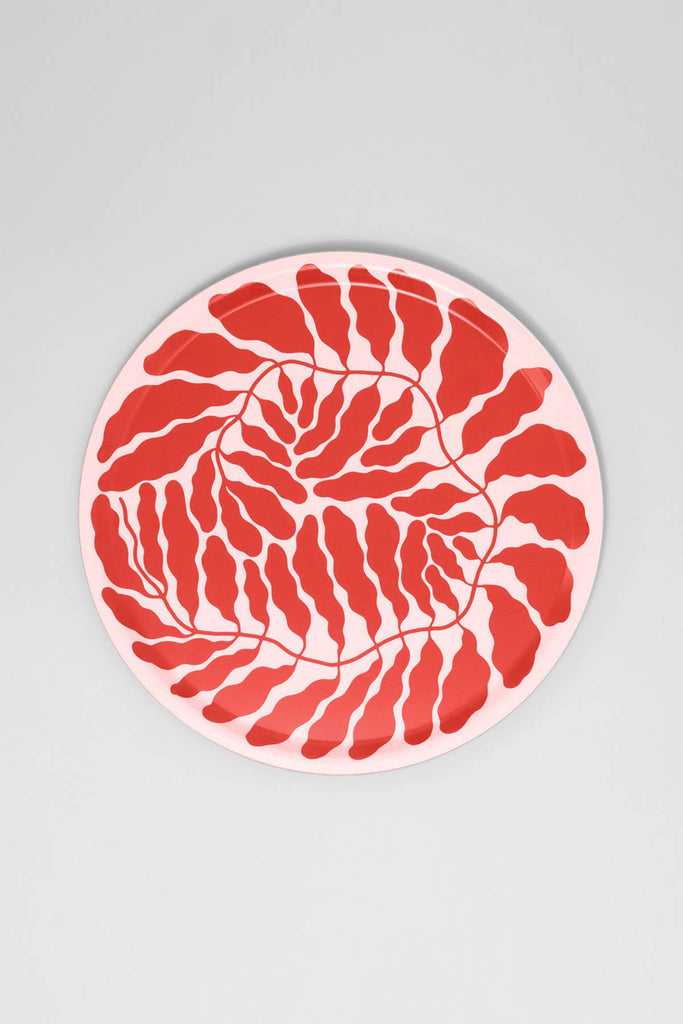 Large Round Birch Serving Tray (Red) by Wrap