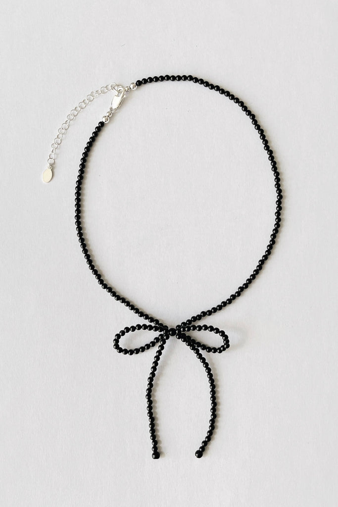 Black Onyx Bow Necklace by Kara Yoo