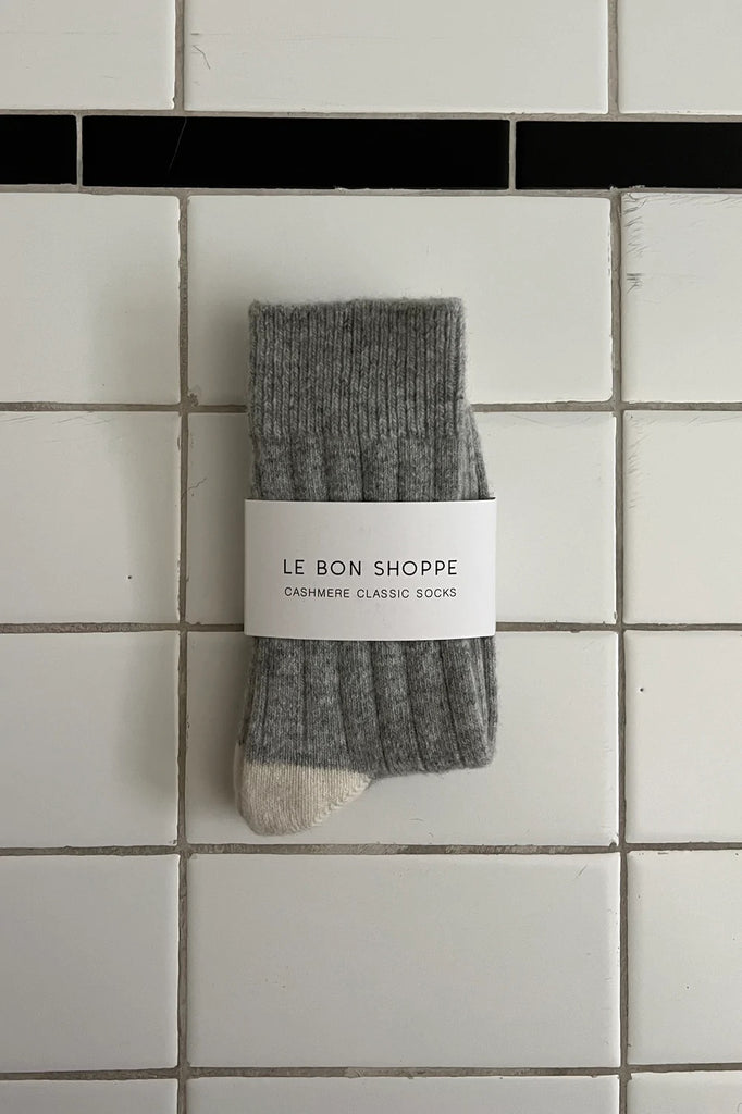 Cashmere Socks (Grey Melange) by Le Bon Shoppe