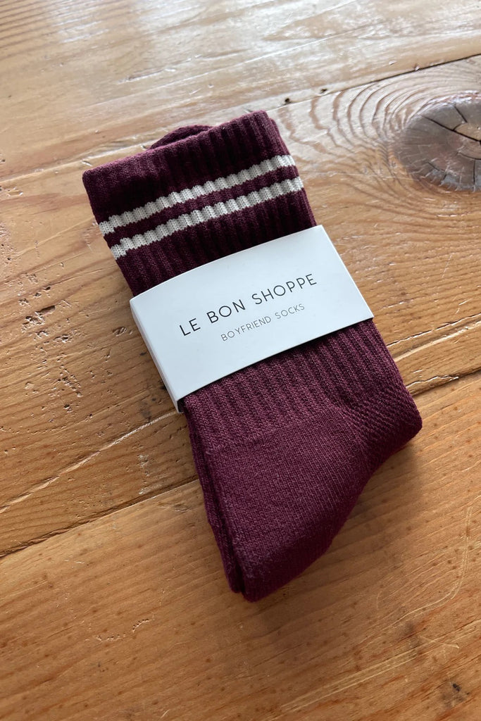 Boyfriend Socks (Maroon) by Le Bon Shoppe